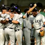Baseball team celebrating victory on a field, showcasing teamwork and joy.