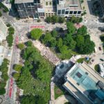 People gather at the Wisconsin State Capitol in Madison, Wisconsin on June 14, 2025, for the "No Kings" protest.