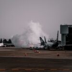 a plane on the runway