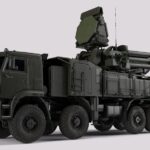 High-resolution image of a military anti-aircraft vehicle equipped with advanced missile system.