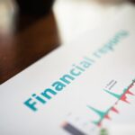 Detailed view of a financial report with a focus on graphs and data analysis.