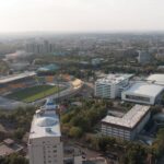 The vibrant city of Almaty, Kazakhstan, where modernity and tradition blend with stunning mountain views, from colourful