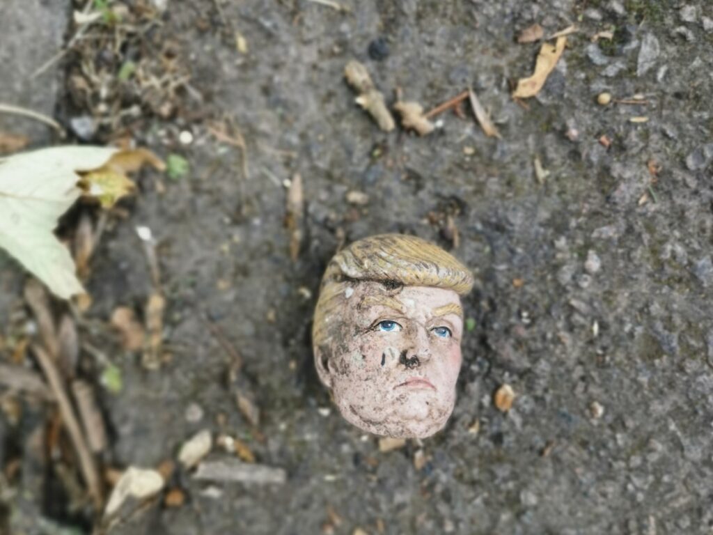 Donald Trump head as a doll. Donald Trump portrait, face.