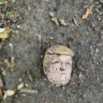 Donald Trump head as a doll. Donald Trump portrait, face.