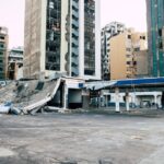 A striking image depicting the aftermath of destruction in Beirut, Lebanon's urban landscape.