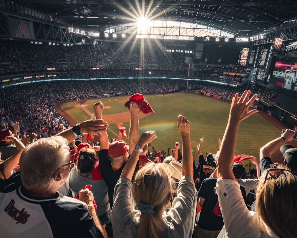 Celebrating a home run at a baseball playoff game.