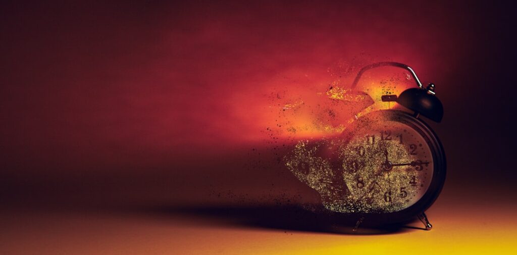 clock with smoke in the night