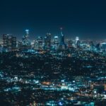architecture, building, business, city, cityscape, night, illuminated, modern, skyline, skyscraper, tower, travel, urban