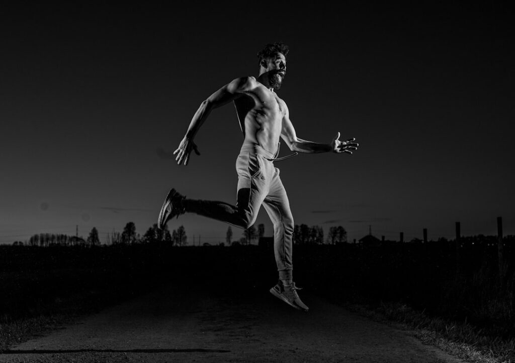 Athlete jumping in the air