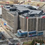 cnn building, news, aerial view, cityscape, landscape, buildings, famous, atlanta, georgia, city, urban, sky, town, arch