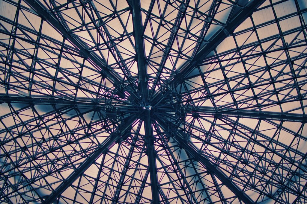 roof construction, steel struts, modern, stole, architecture, perspective, design, glass, futuristic, template, structur